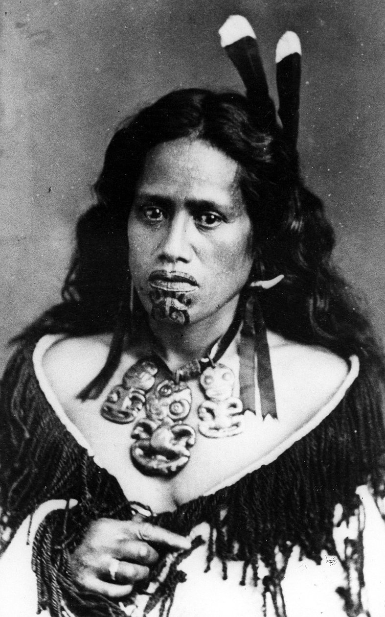 Egy maori nő portréja, 1880 előtt alkotó: New Zealand Photographer