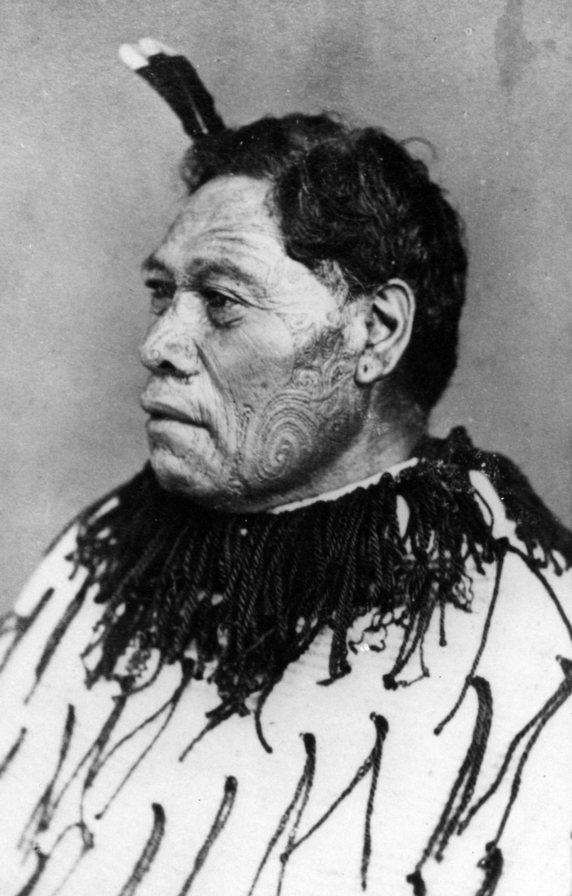 Egy maori férfi portréja, 1880 előtt alkotó: New Zealander Photographer
