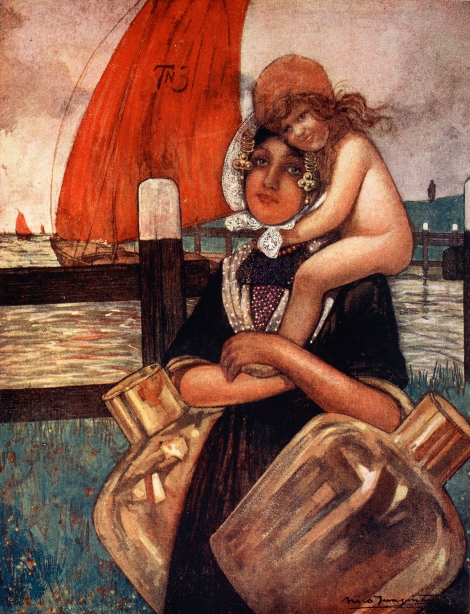 Anya és baba, 1904 alkotó: Nico Jungman