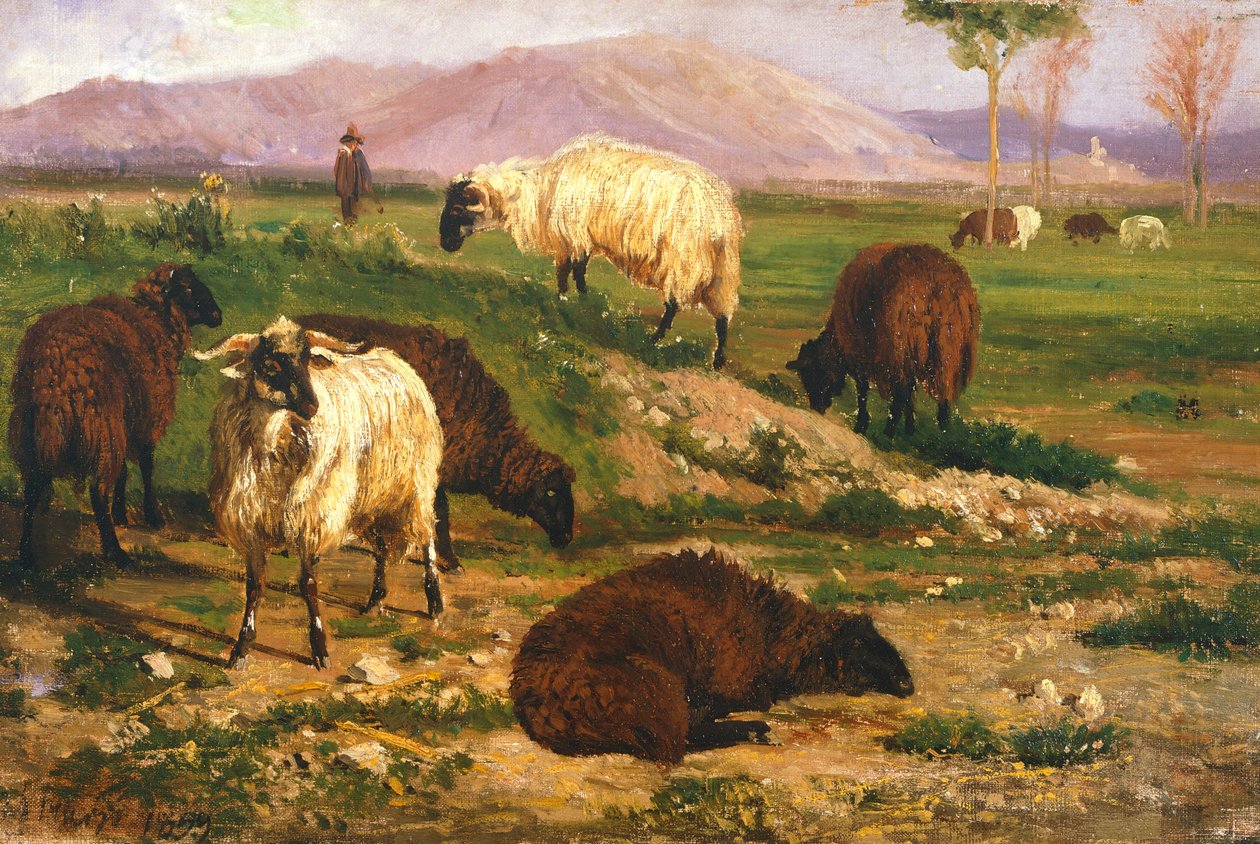 Legelő állatok (olaj, vászon) alkotó: Nicola Palizzi