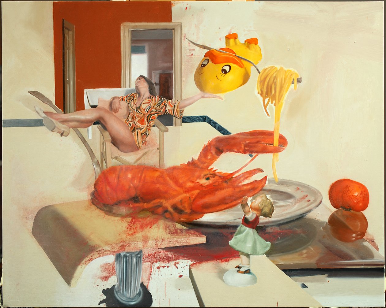 Nő homárral, 2011 (olaj, vászon) alkotó: Nicola Pucci