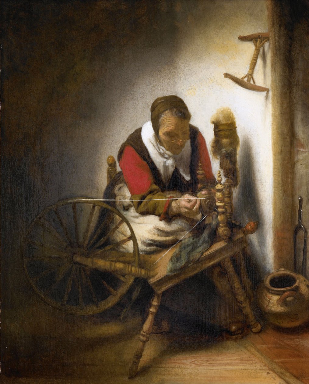 Pörgő nő. alkotó: Nicolaes Maes