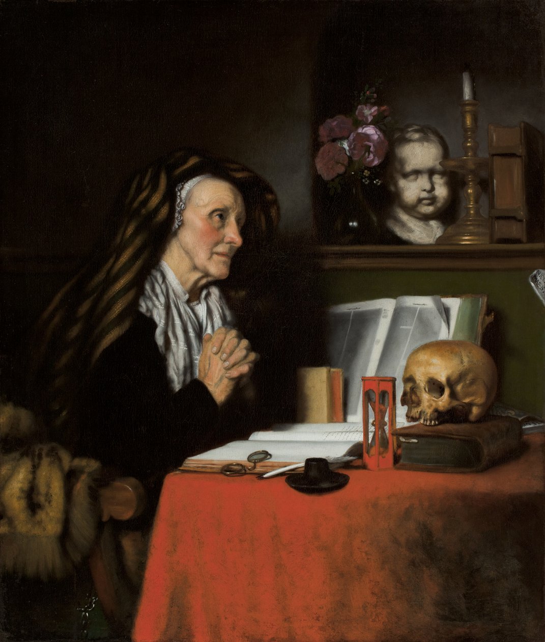Egy öregasszony imádkozik, 1655 körül alkotó: Nicolaes Maes