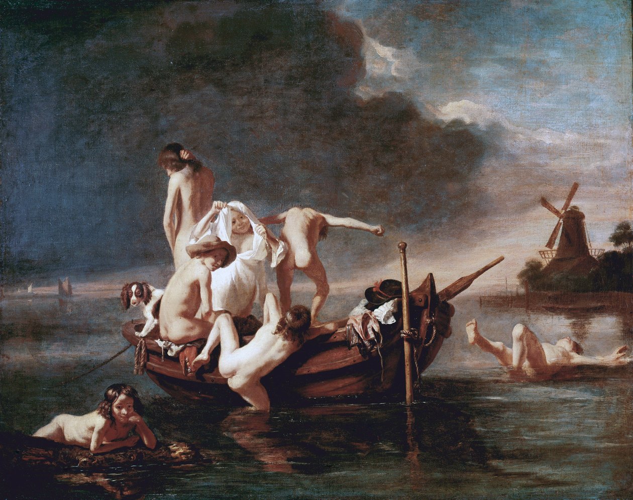 Fürdés (olaj, vászon alkotó: Nicolaes Maes