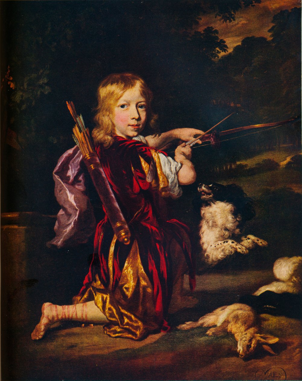 Fiú íjakkal és nyilakkal, c1670 alkotó: Nicolaes Maes
