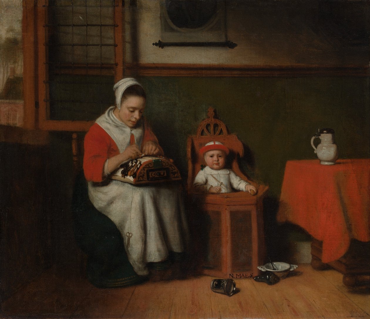 A csipkeverő, kb. 1656. alkotó: Nicolaes Maes