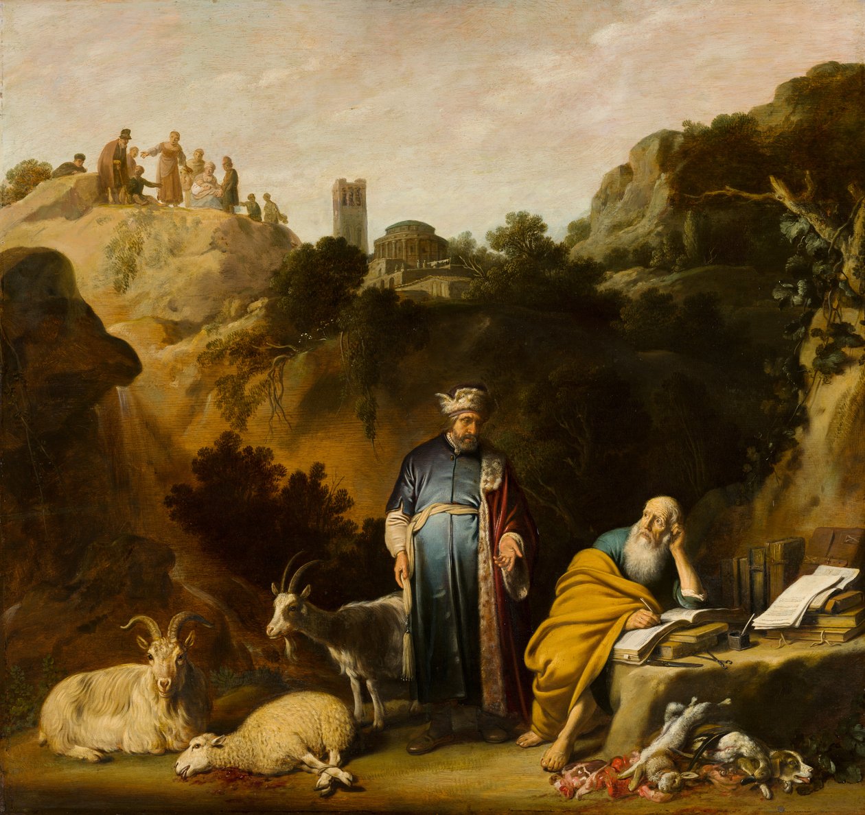 Hippokratész Démokritoszhoz látogat, 1636 alkotó: Nicolaes Cornelisz Moeyaert