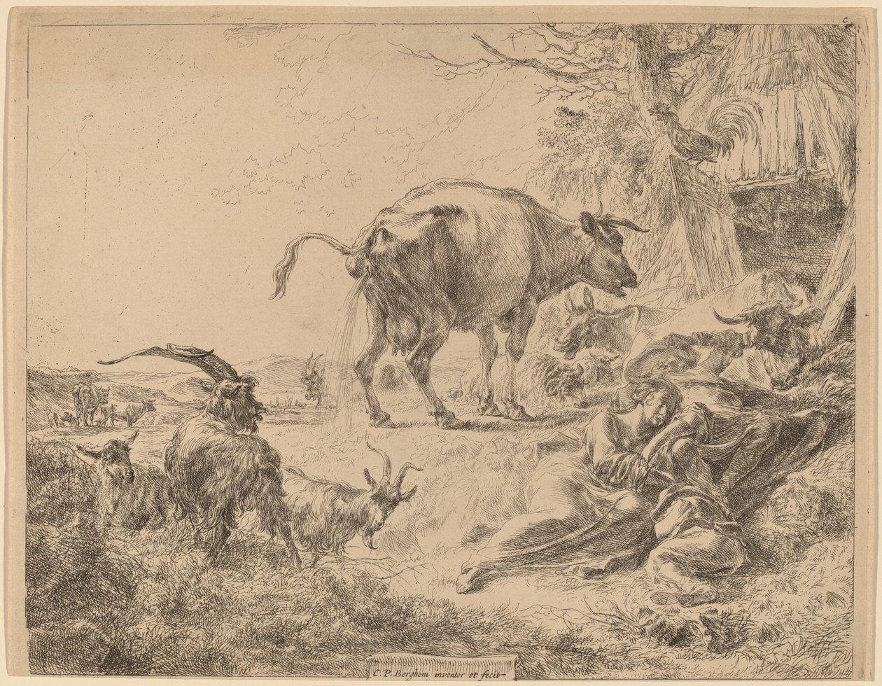 Tehén Pissing alkotó: Nicolaes Pietersz Berchem