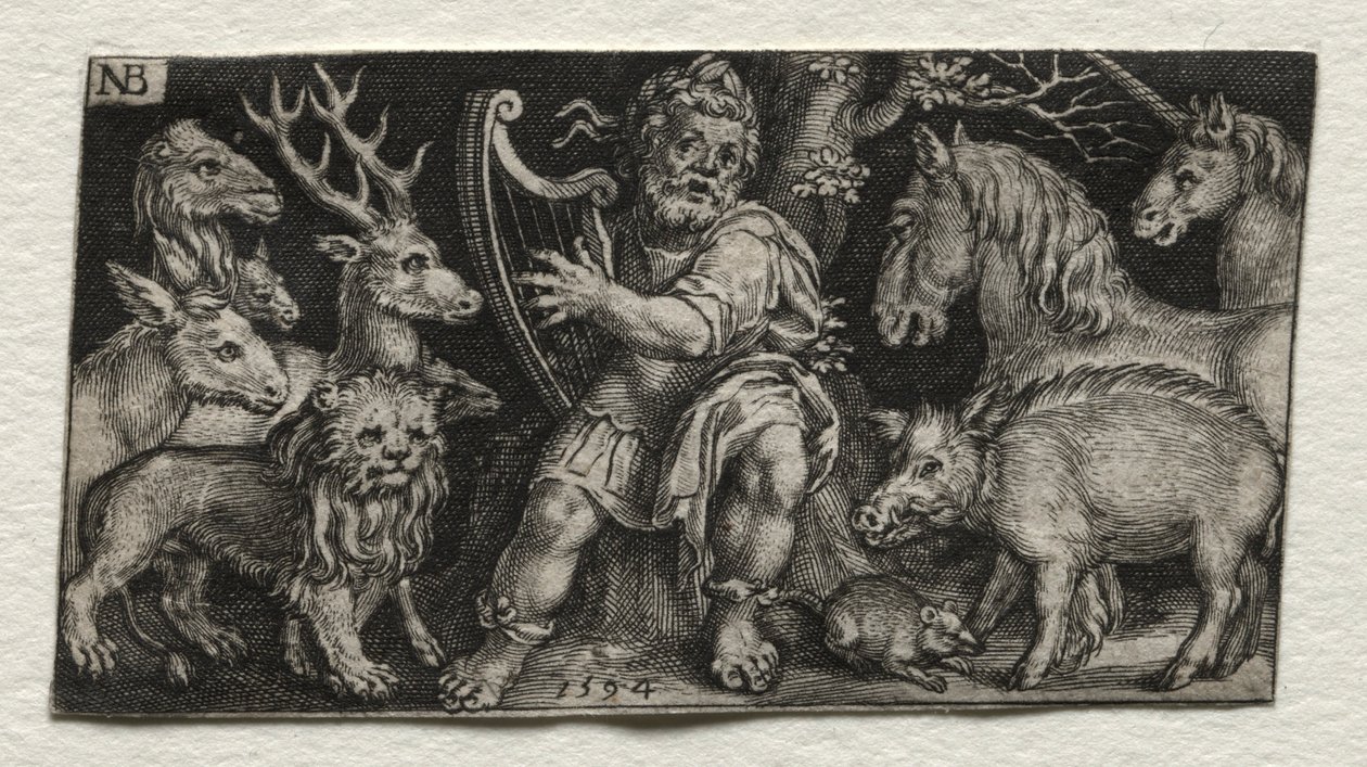 Orpheus Az állatok elbűvölése, 1594. alkotó: Nicolaes de Bruyn