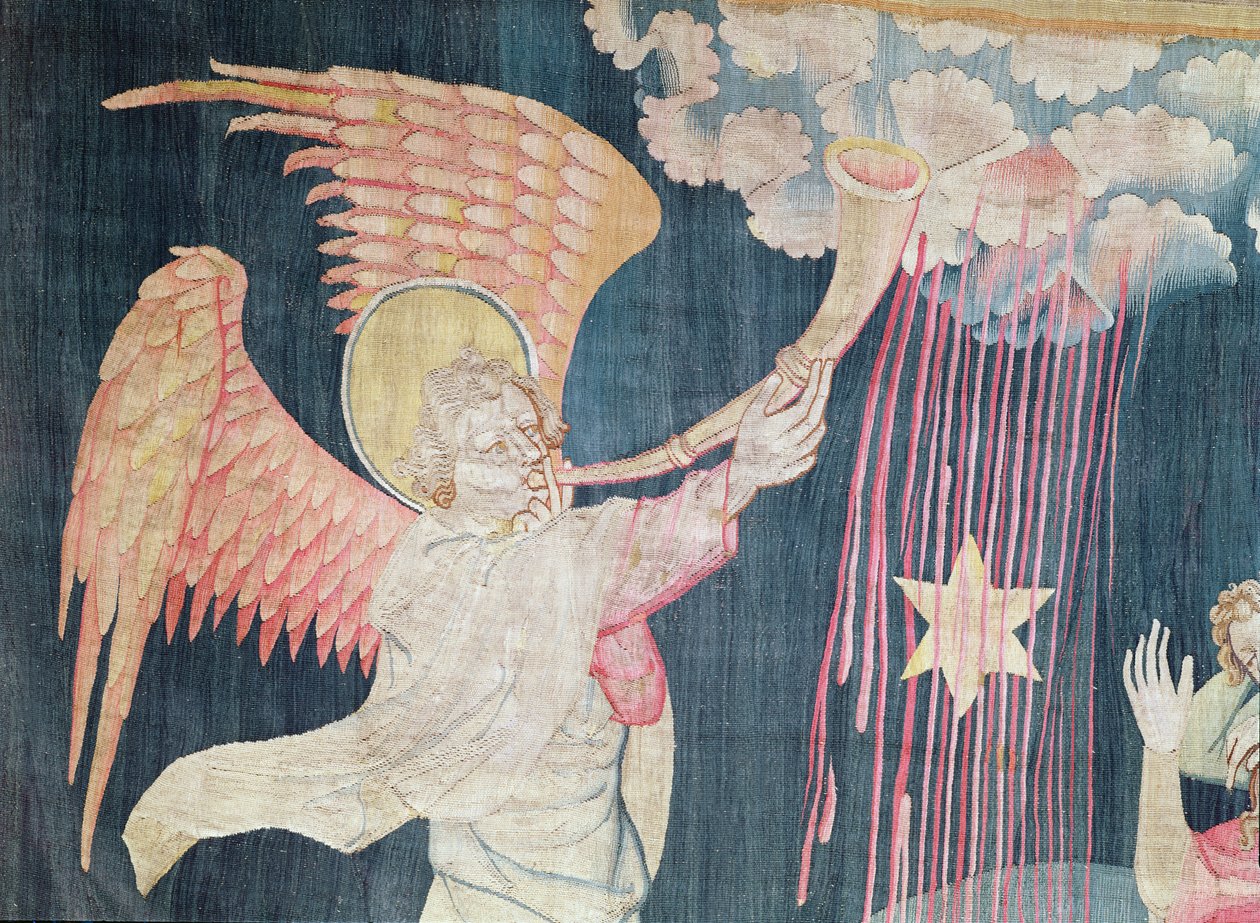 A Harmadik trombita és az ürömcsillag, 22. sz. Angers apokalipsziséből, 1373-87 gobelinrészlet 161725-ből alkotó: Nicolas Bataille