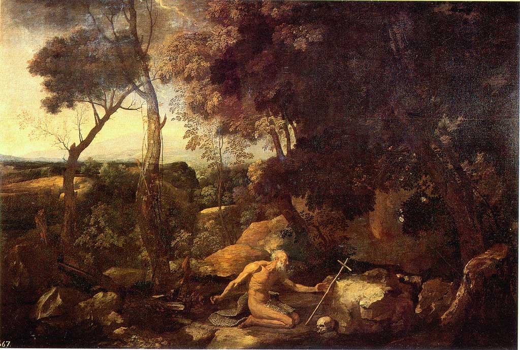 Tájkép Szent Jeromosszal alkotó: Nicolas Poussin