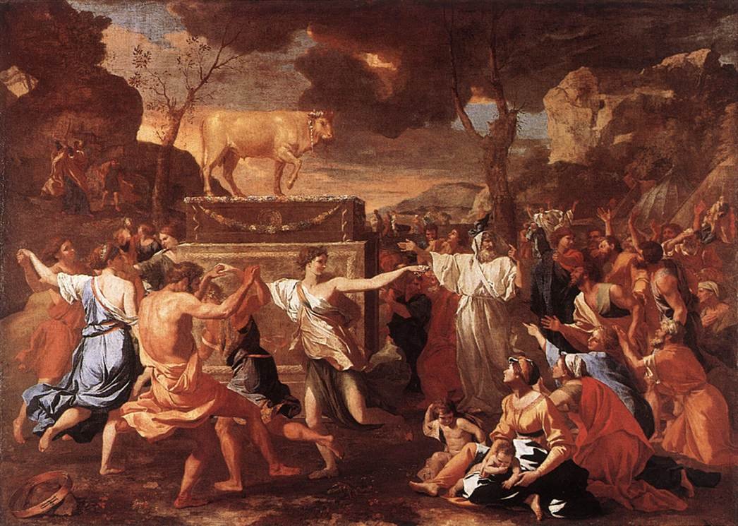 Az aranyborjú imádása alkotó: Nicolas Poussin