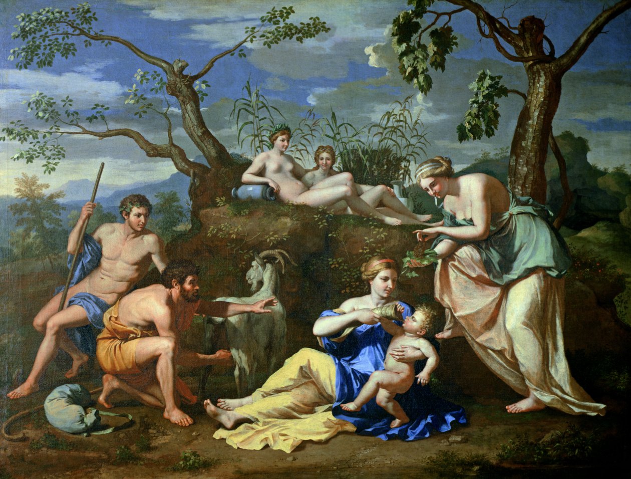 A gyermek táplálása Jupiter, 1640 körül alkotó: Nicolas Poussin