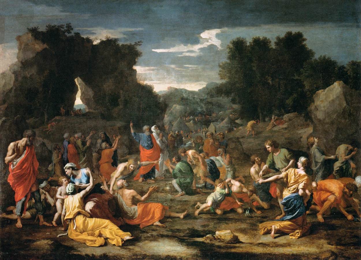 A zsidók összegyűjtik a mannát a sivatagban alkotó: Nicolas Poussin