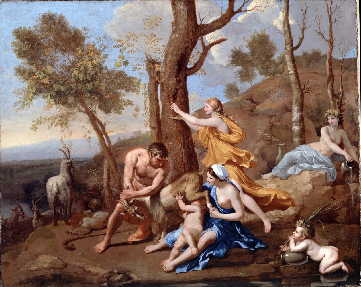 A Jupiter ápolása alkotó: Nicolas Poussin