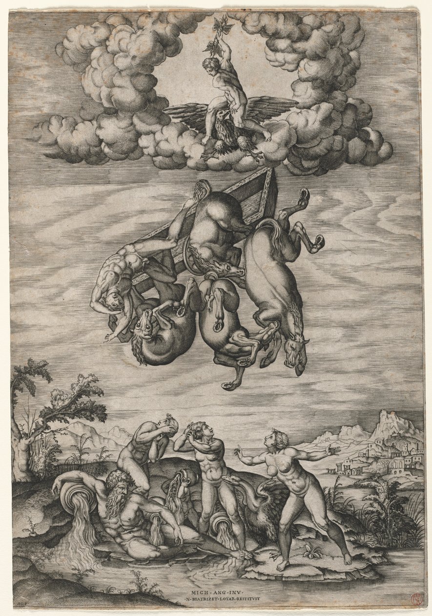 Phaeton bukása, c. 1545. alkotó: Nicolas Beatrizet