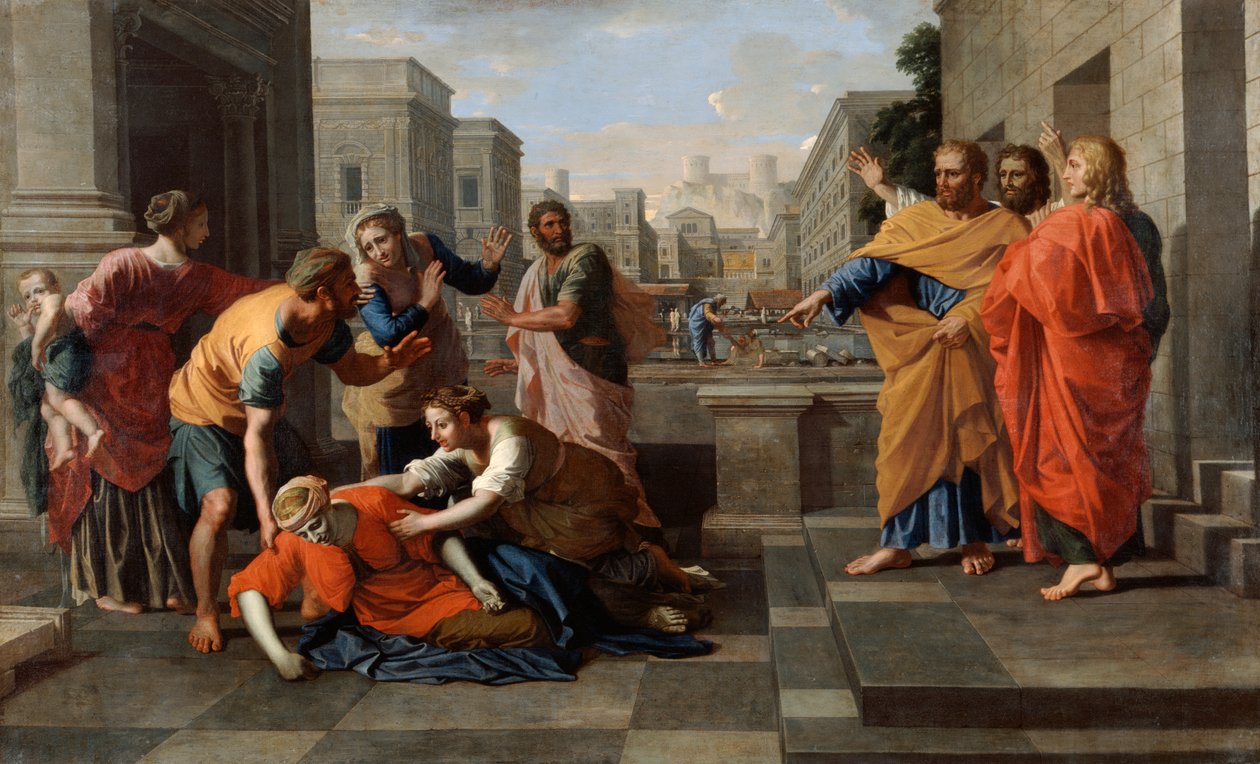 Sapphira halála, 1652 alkotó: Nicolas Poussin