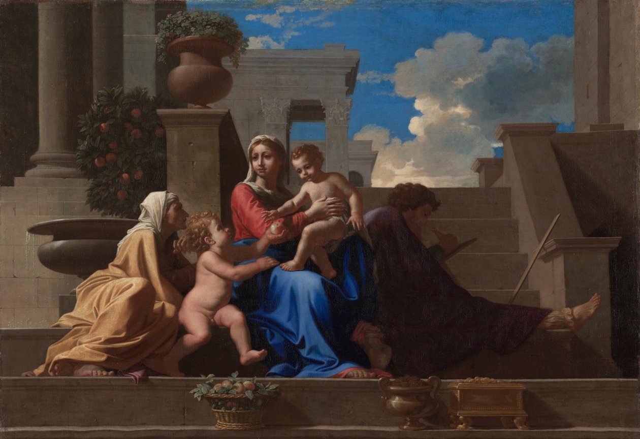 A Szent Család a lépcsőn alkotó: Nicolas Poussin