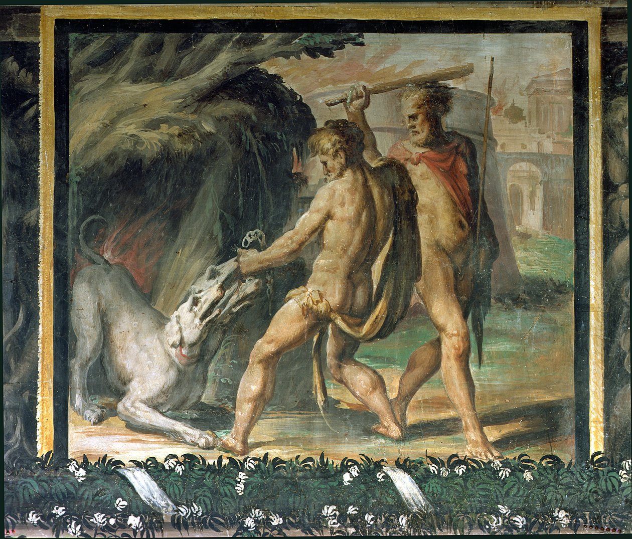 Herkules és Cerberus alkotó: Nicolo dell Abate