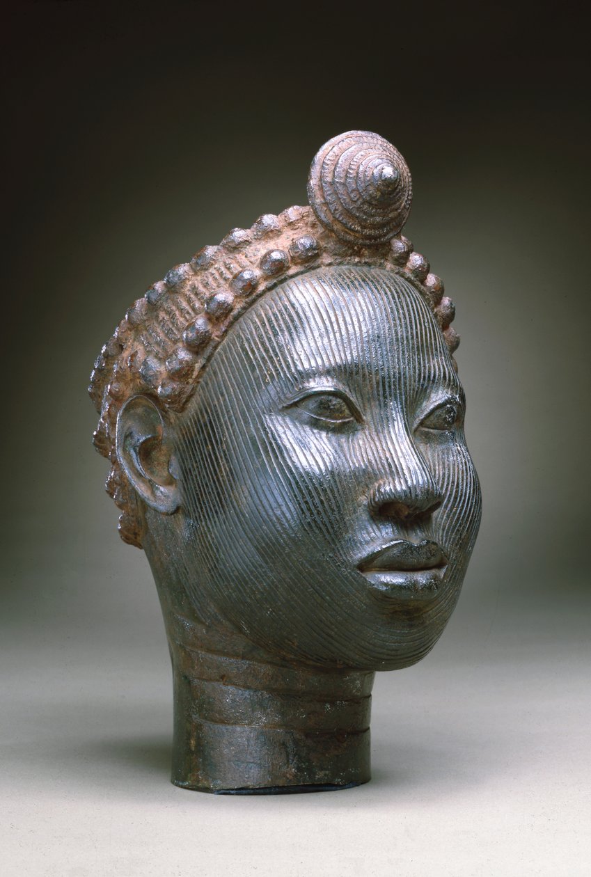 Oni koronás feje, Ife, 12-15. század (cink sárgaréz) alkotó: Nigerian