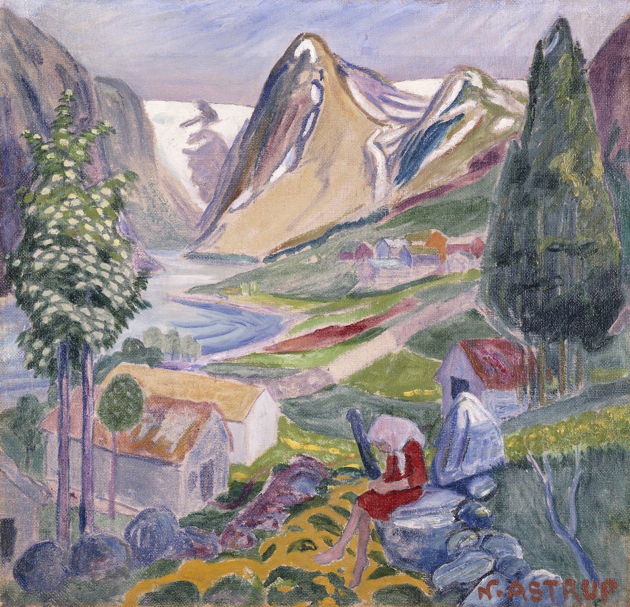 Kari a Sundében; Kari paa Sunde, alkotó: Nikolai Astrup