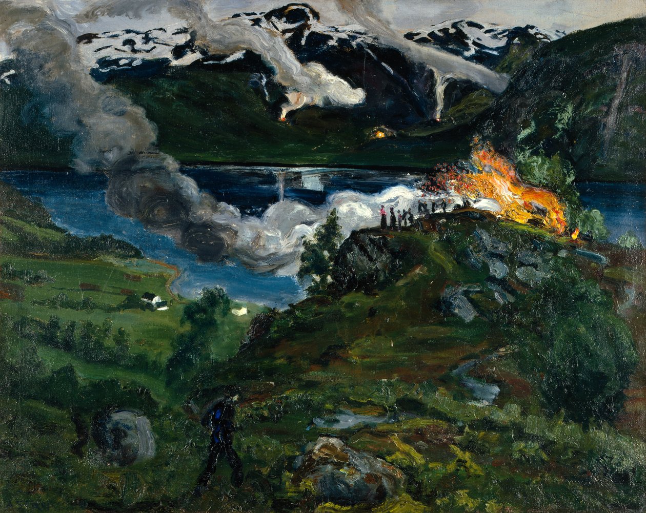 Nyári tűz a Jølster víznél alkotó: Nikolai Astrup