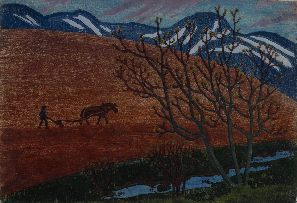 A Plowman (olaj, vászon) alkotó: Nikolai Astrup