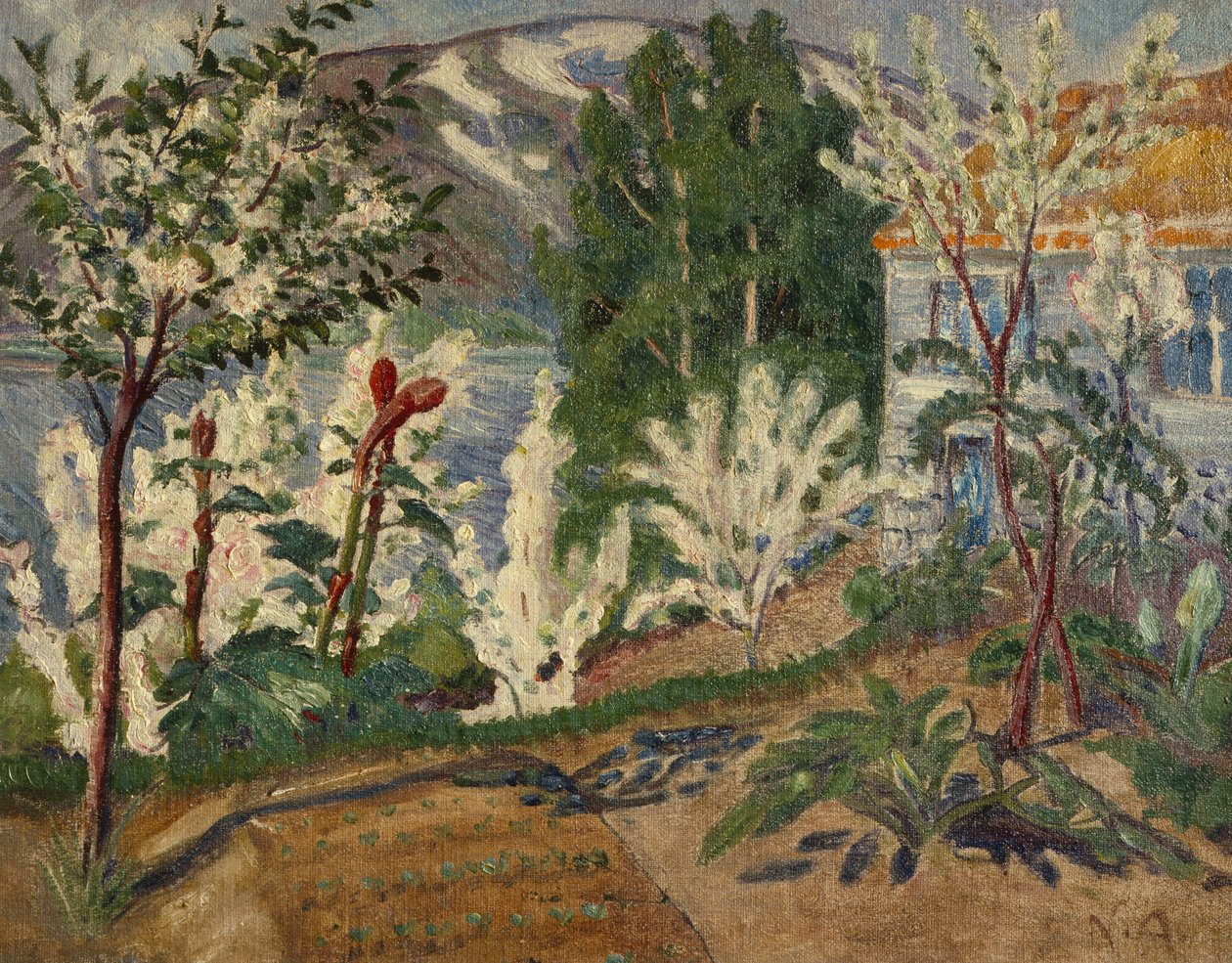 Fehér virágzás a Jølster víznél alkotó: Nikolai Astrup