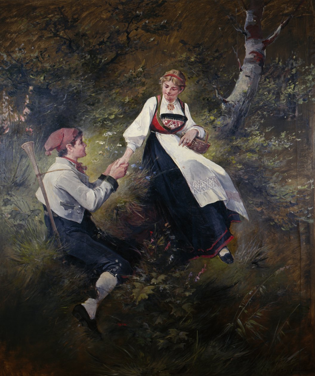 Fiatal szerelem (olaj, vászon) alkotó: Nils Bergslien