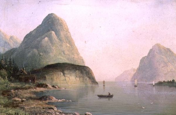 Egy fjord jelenet alkotó: Nils Hans Christiansen