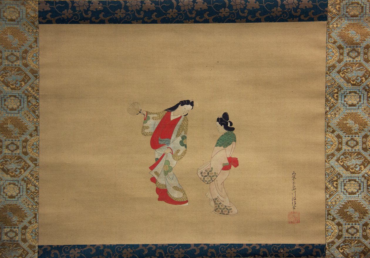 Nő és kísérő, 18. század. alkotó: Nishikawa Sukenobu