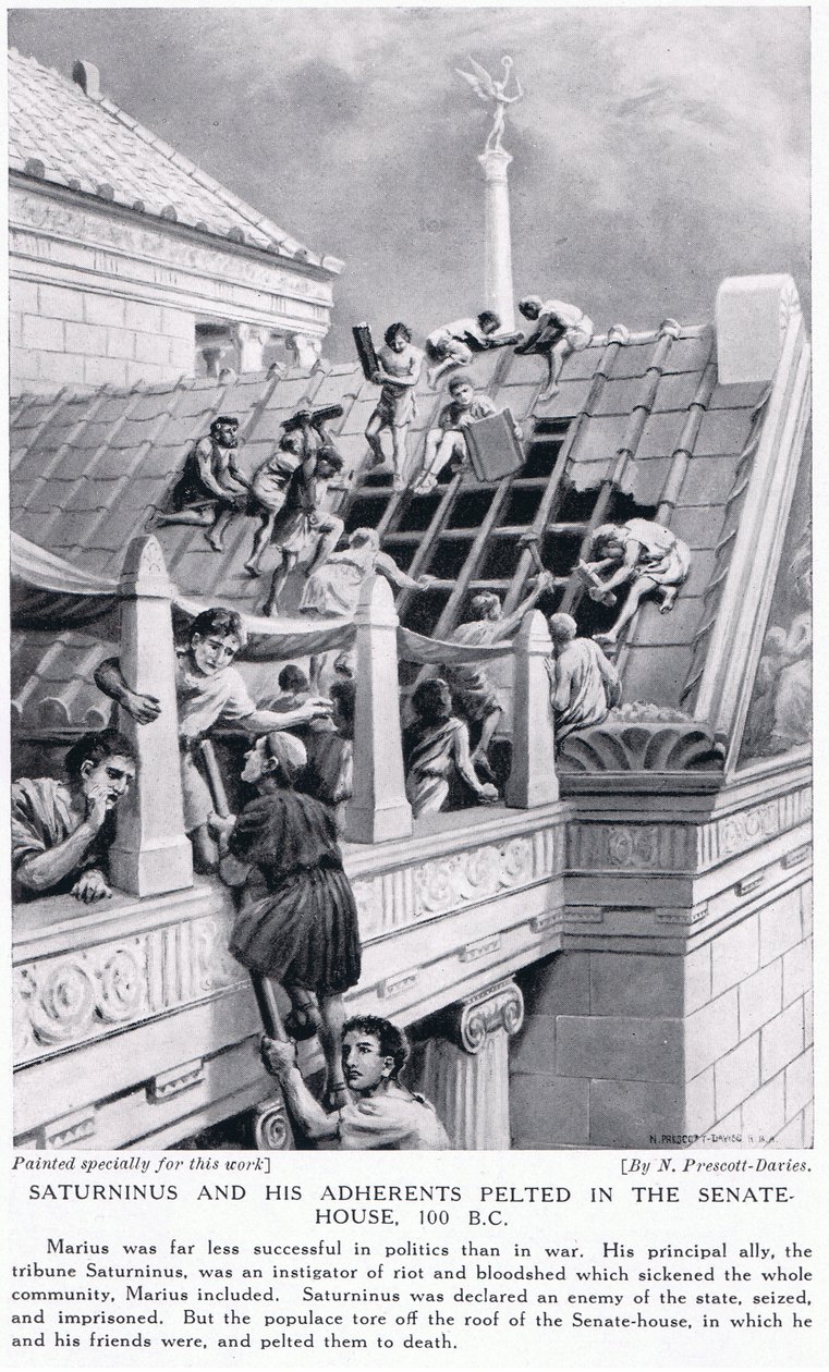 Saturninus és hívei a Szenátus házában dobáltak Kr.e. 100-ban alkotó: Norman Prescott Davies