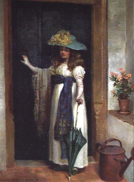 Fiatal lány esernyővel alkotó: Norman Prescott Davies