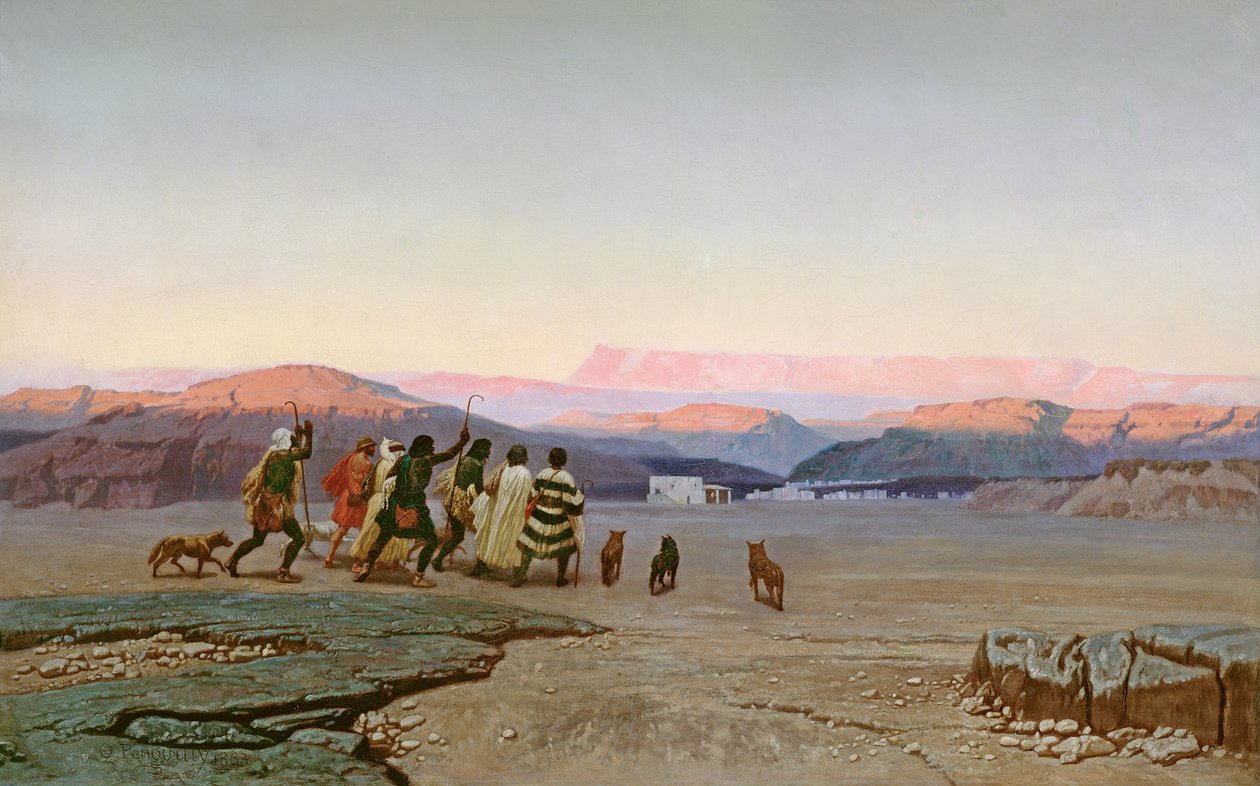 A pásztorok, a csillag vezetésével, megérkeznek Betlehembe, 1863 alkotó: Octave Penguilly l