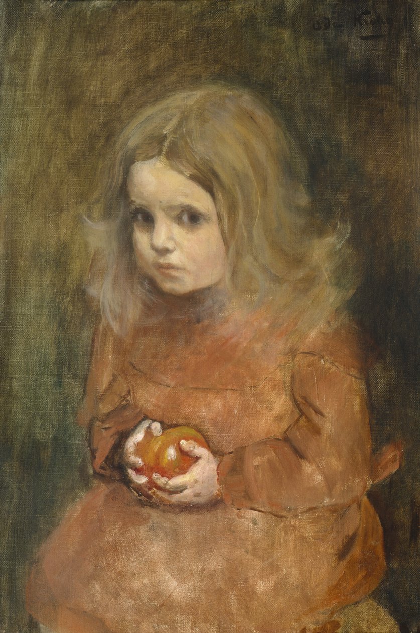 Kislány almával (olaj, vászon) alkotó: Oda Krohg
