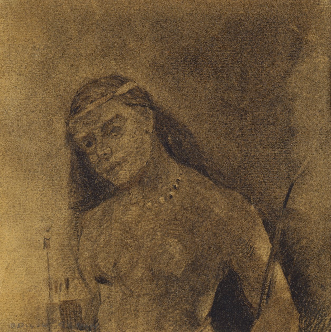 Femme Sauvage (vad nő), 1885-90 körül (szén papíron) alkotó: Odilon Redon