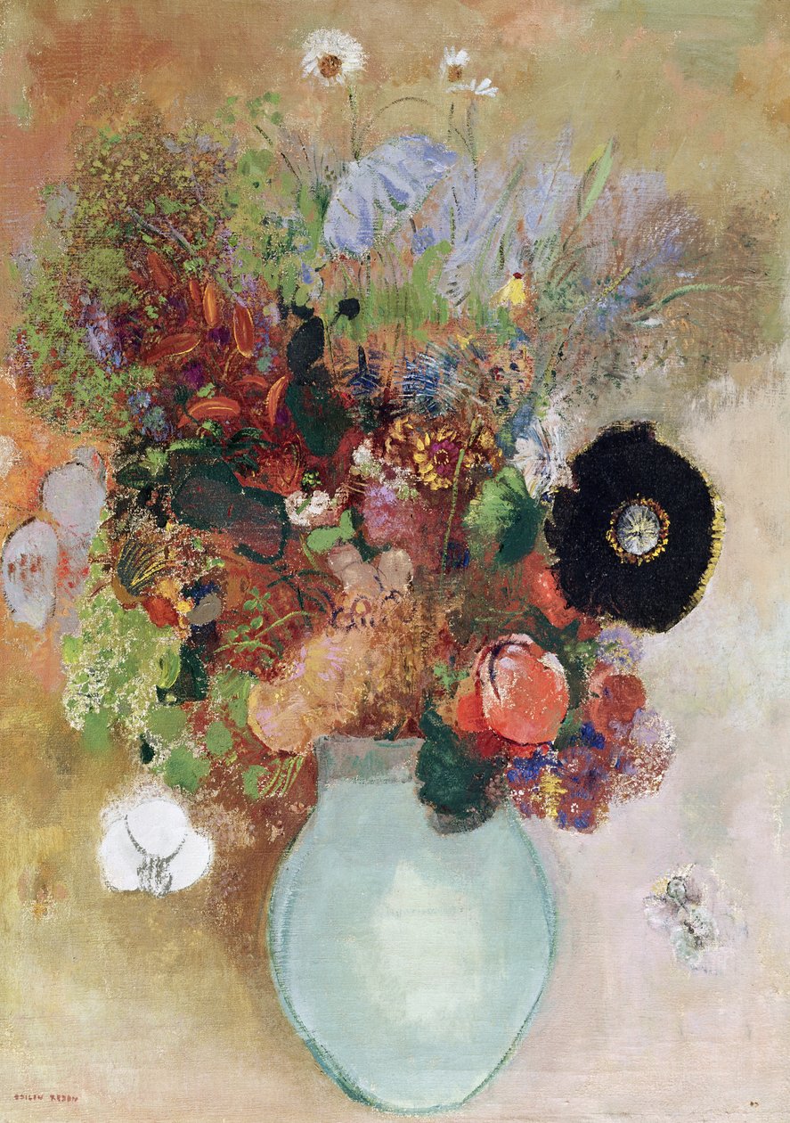 Virágok zöld vázában, 1910 alkotó: Odilon Redon