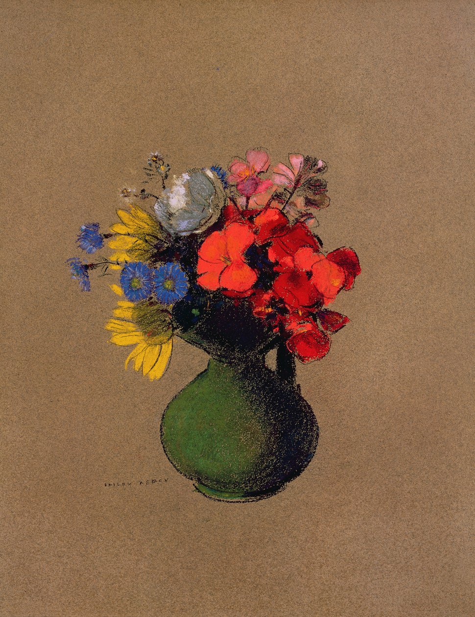 Muskátlik és a mező virágai (pasztell) alkotó: Odilon Redon