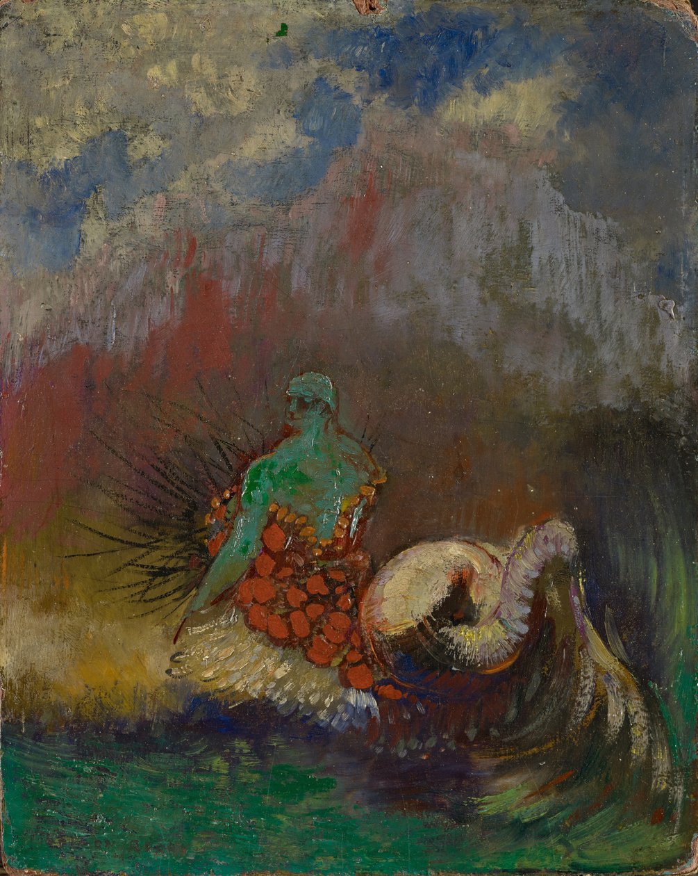 Sziréna, 1900 körül (olaj és aranypor farostlemezen) alkotó: Odilon Redon