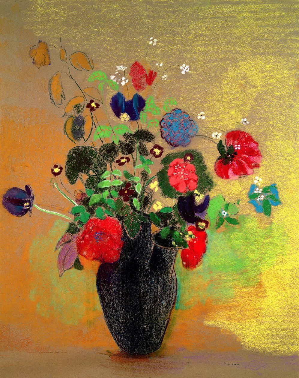 Virágváza (pasztell, papíron) alkotó: Odilon Redon