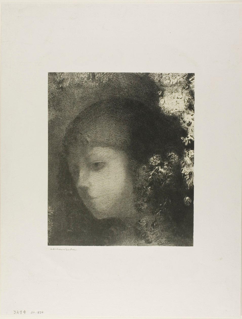 Gyermekfej virágokkal alkotó: Odilon Redon