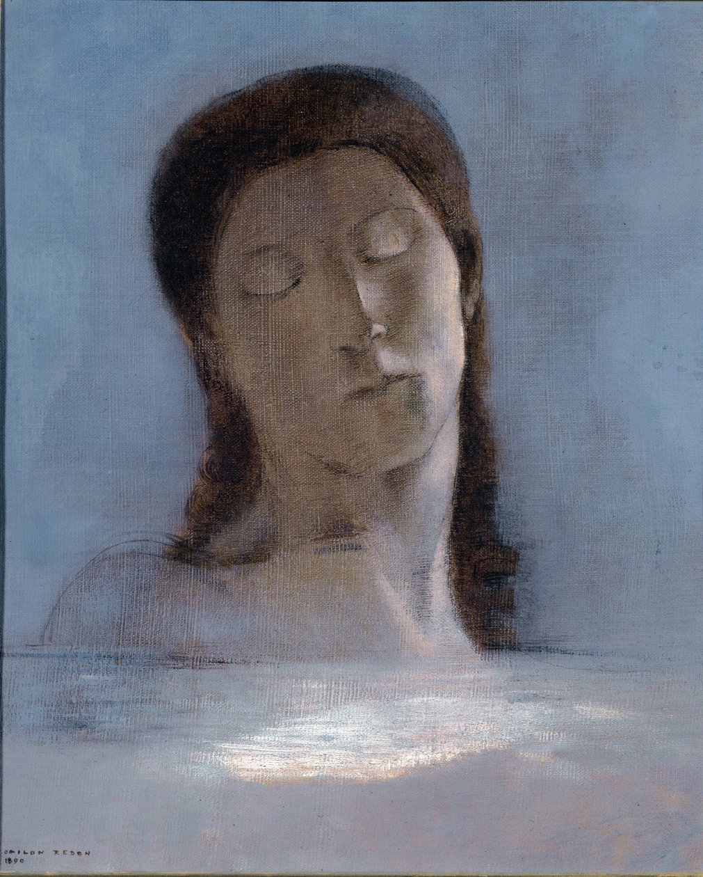 Csukott szemek – olaj, karton alkotó: Odilon Redon