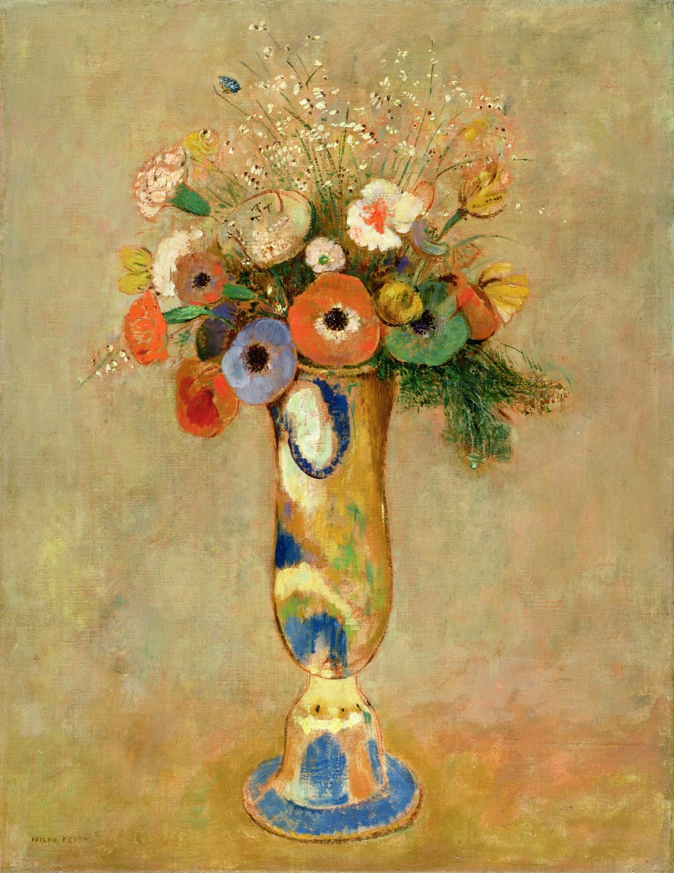 Virágok festett vázában alkotó: Odilon Redon