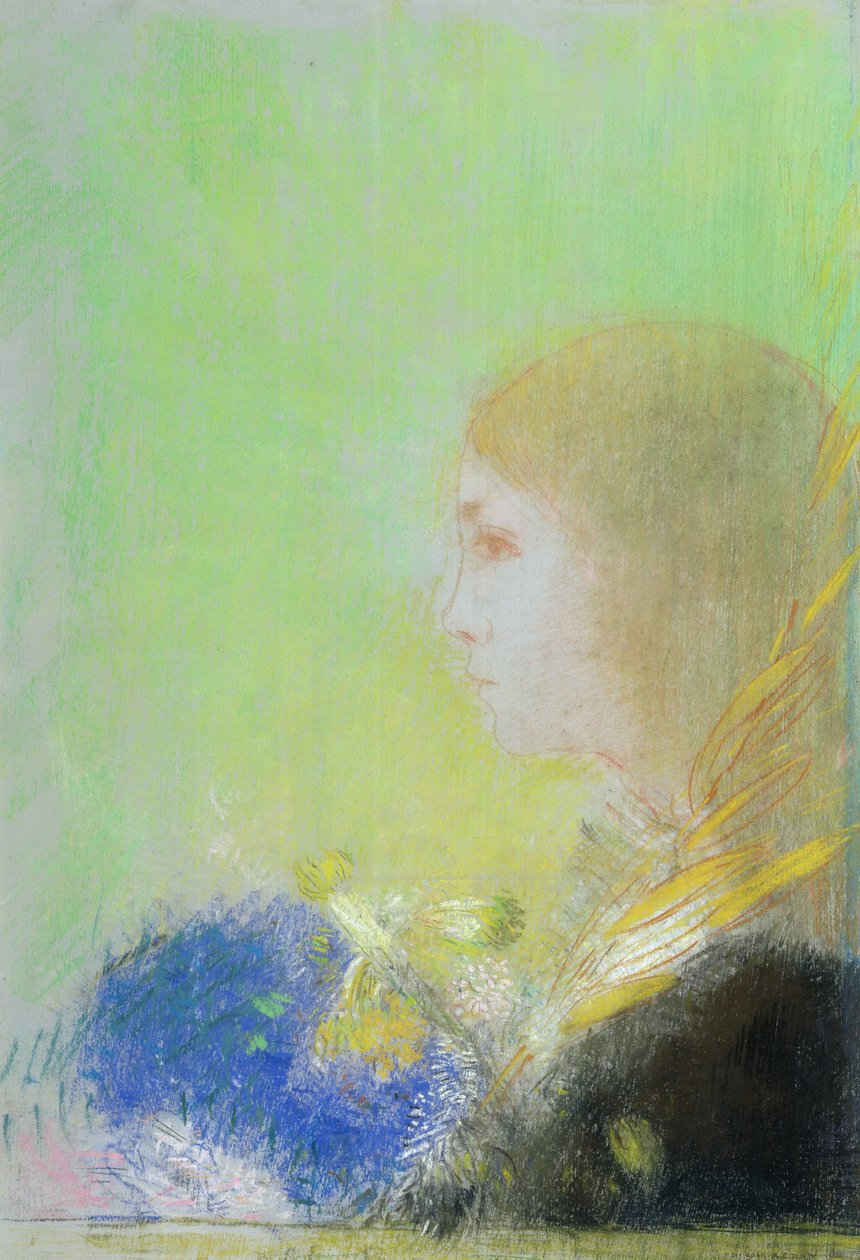 Lányprofil (pasztell) alkotó: Odilon Redon