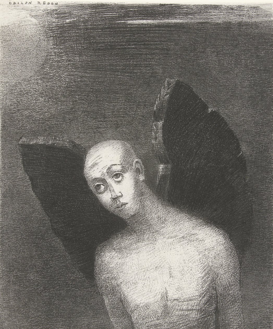A bukott angyal, 1886 (nyomtatás) alkotó: Odilon Redon