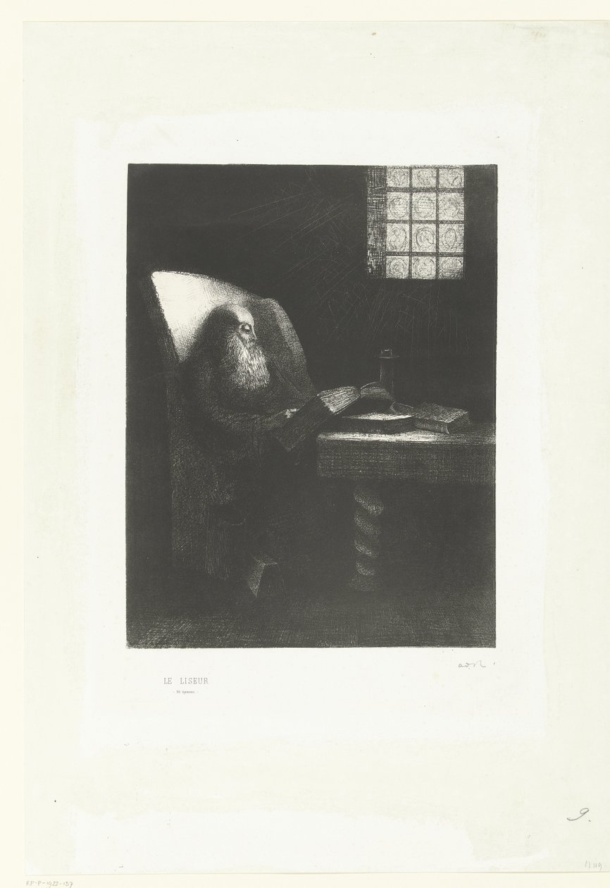 Az olvasó, 1892 (nyomtatott) alkotó: Odilon Redon