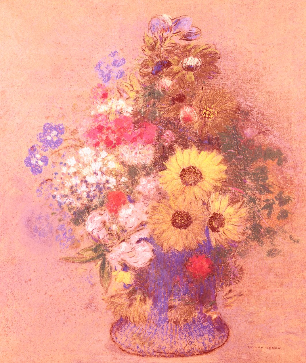 Virágváza (pasztell a fedélzeten) alkotó: Odilon Redon