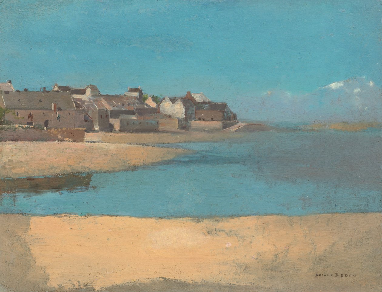 Falu a tenger mellett Bretagne-ban alkotó: Odilon Redon