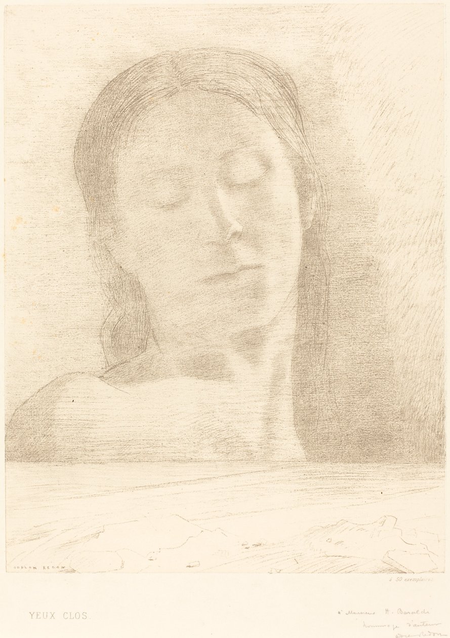 Yeux Clos (csukott szemek) alkotó: Odilon Redon