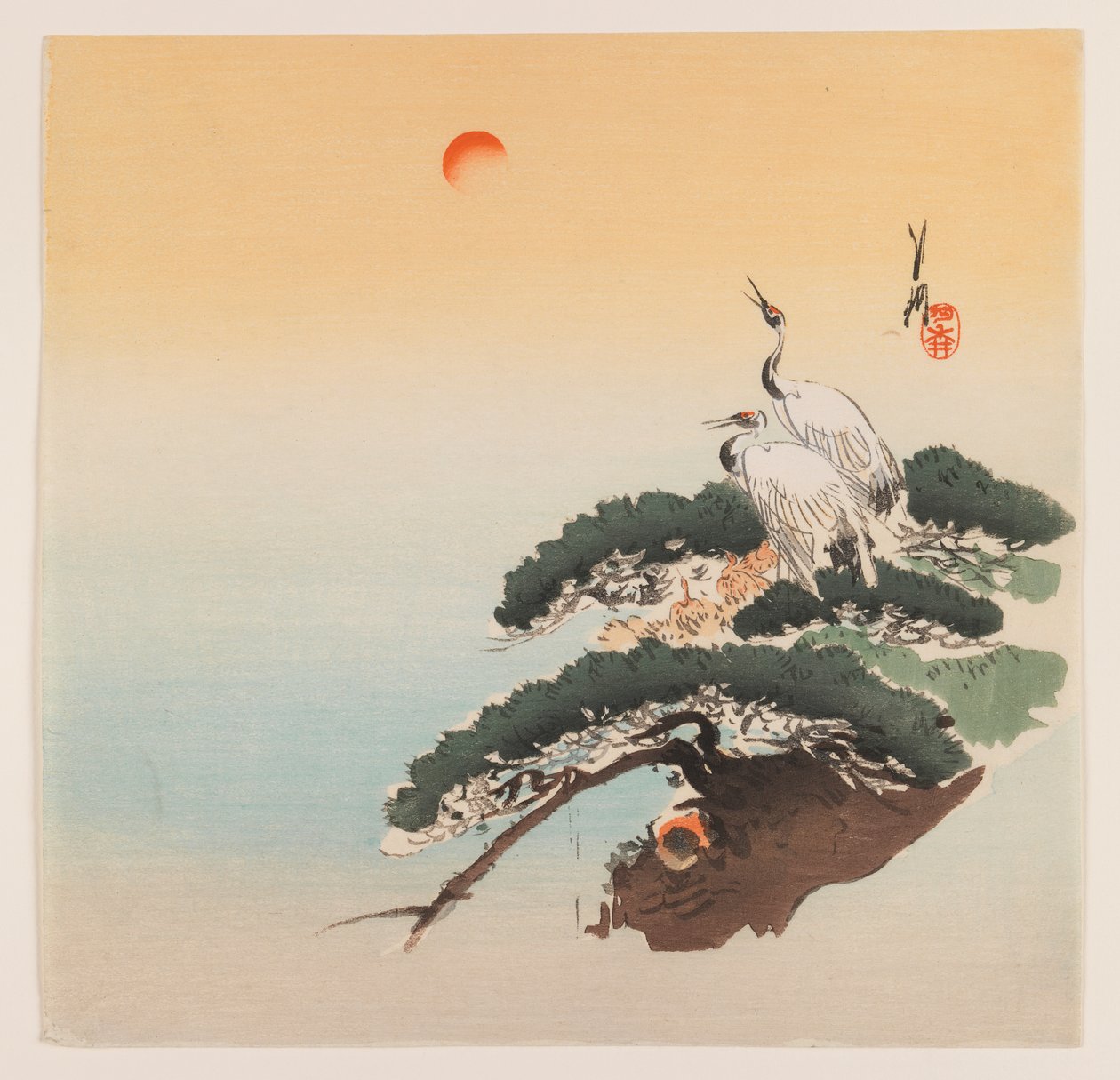 Darupár egy ágon, 1890-1910 körül (fatömb színes nyomat) alkotó: Ogata Gekko